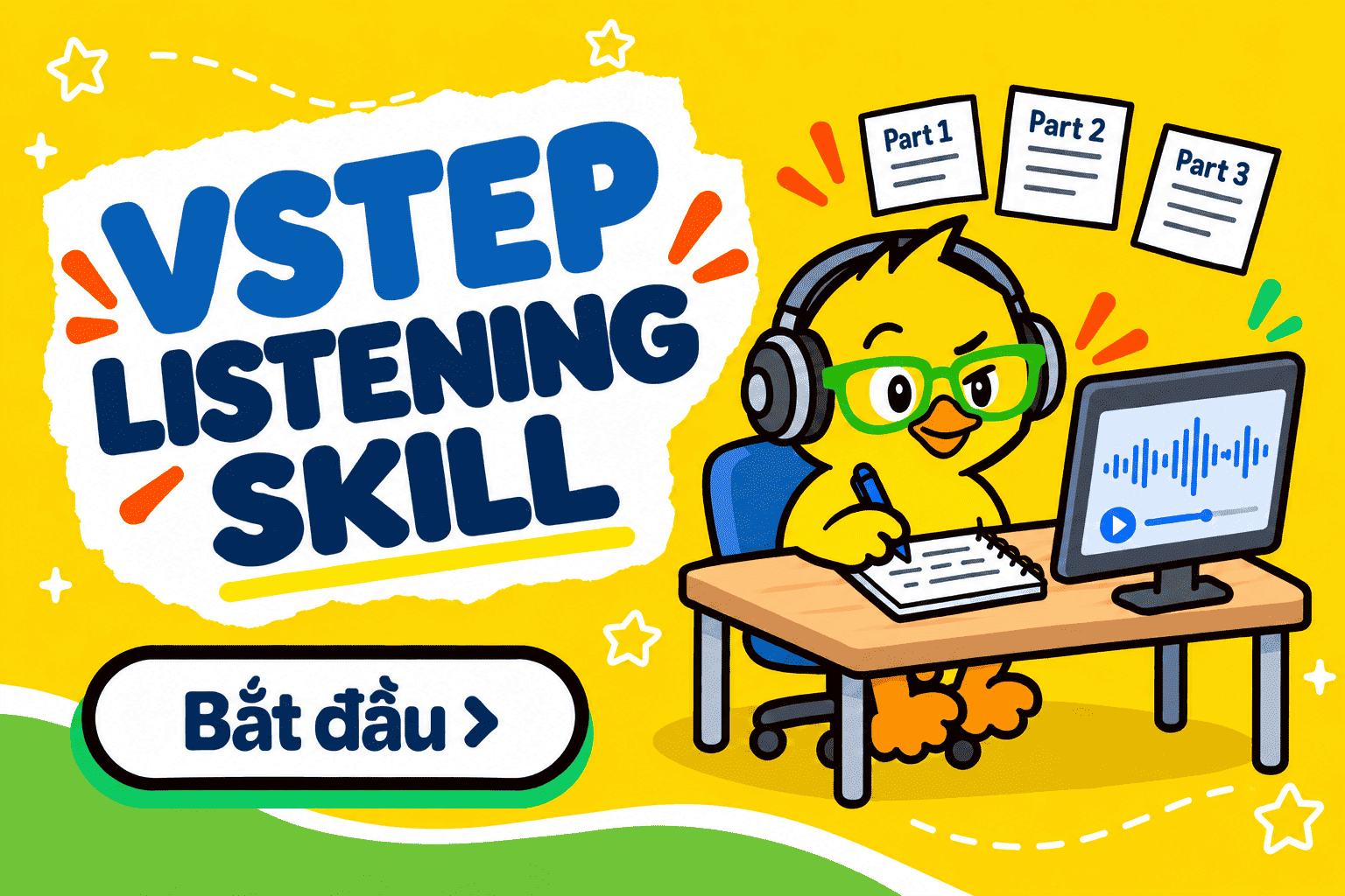 VSTEP Listening trên dukzi.com — kho đề nghe chuẩn định dạng ba phần