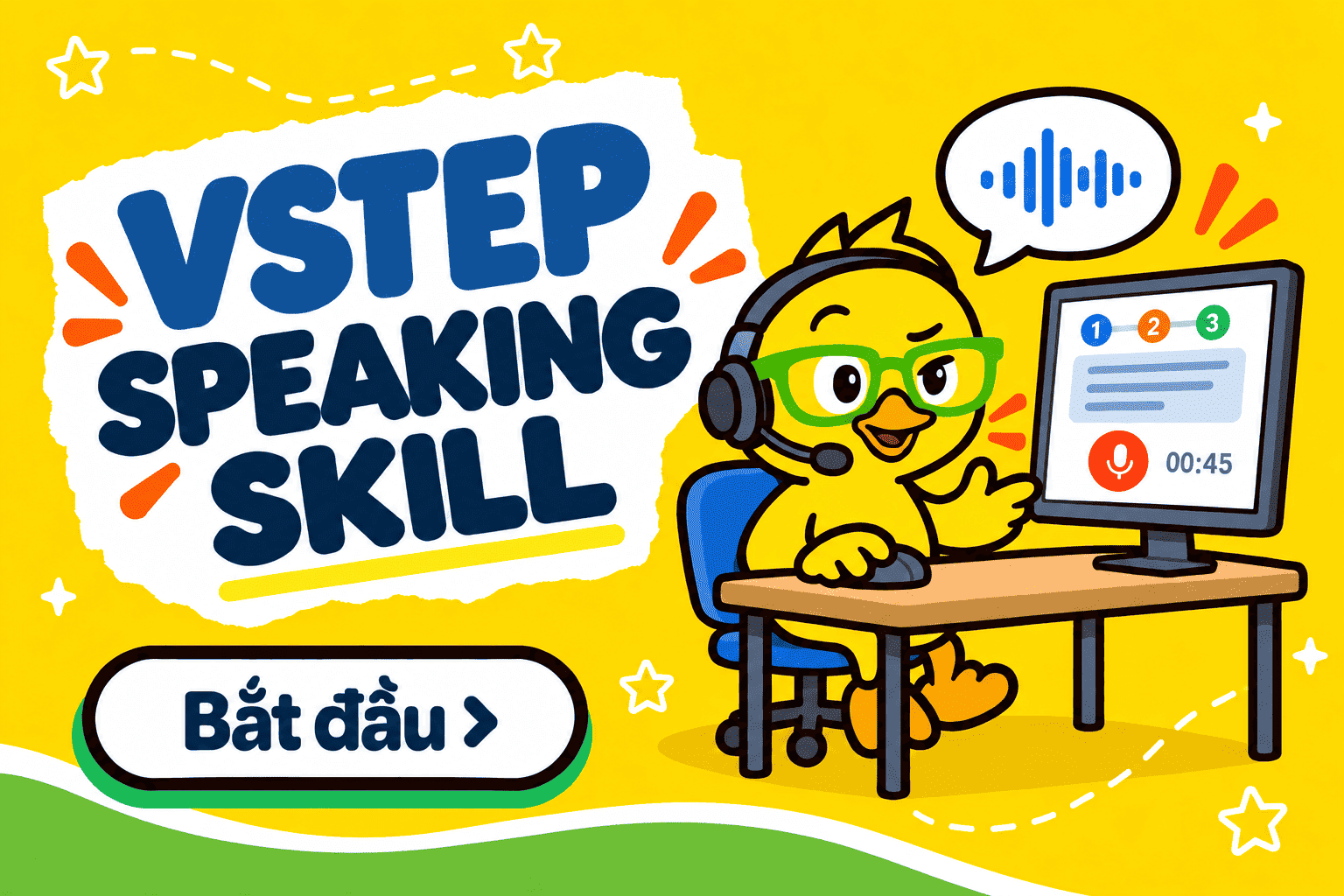 VSTEP Speaking trên dukzi.com — mô phỏng ba phần thi nói với AI